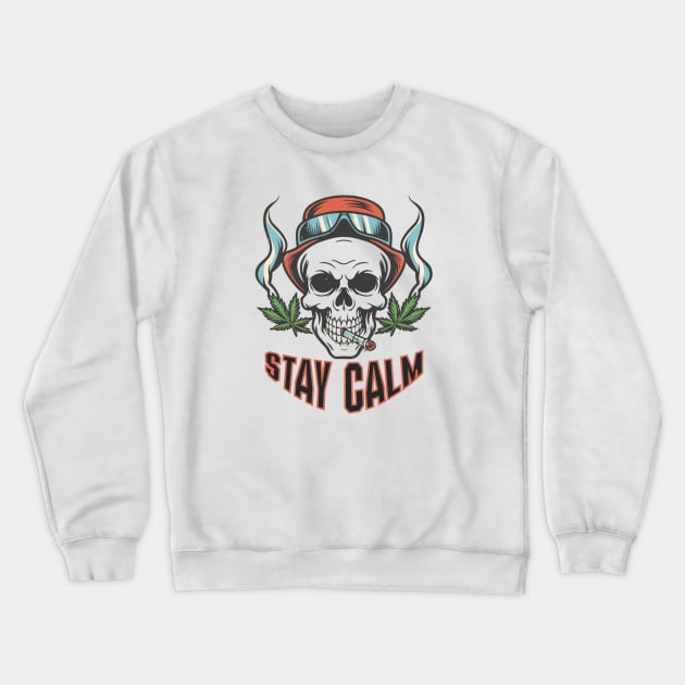 Chill Vibes, Stay Calm Skull Crewneck Sweatshirt by twitaadesign